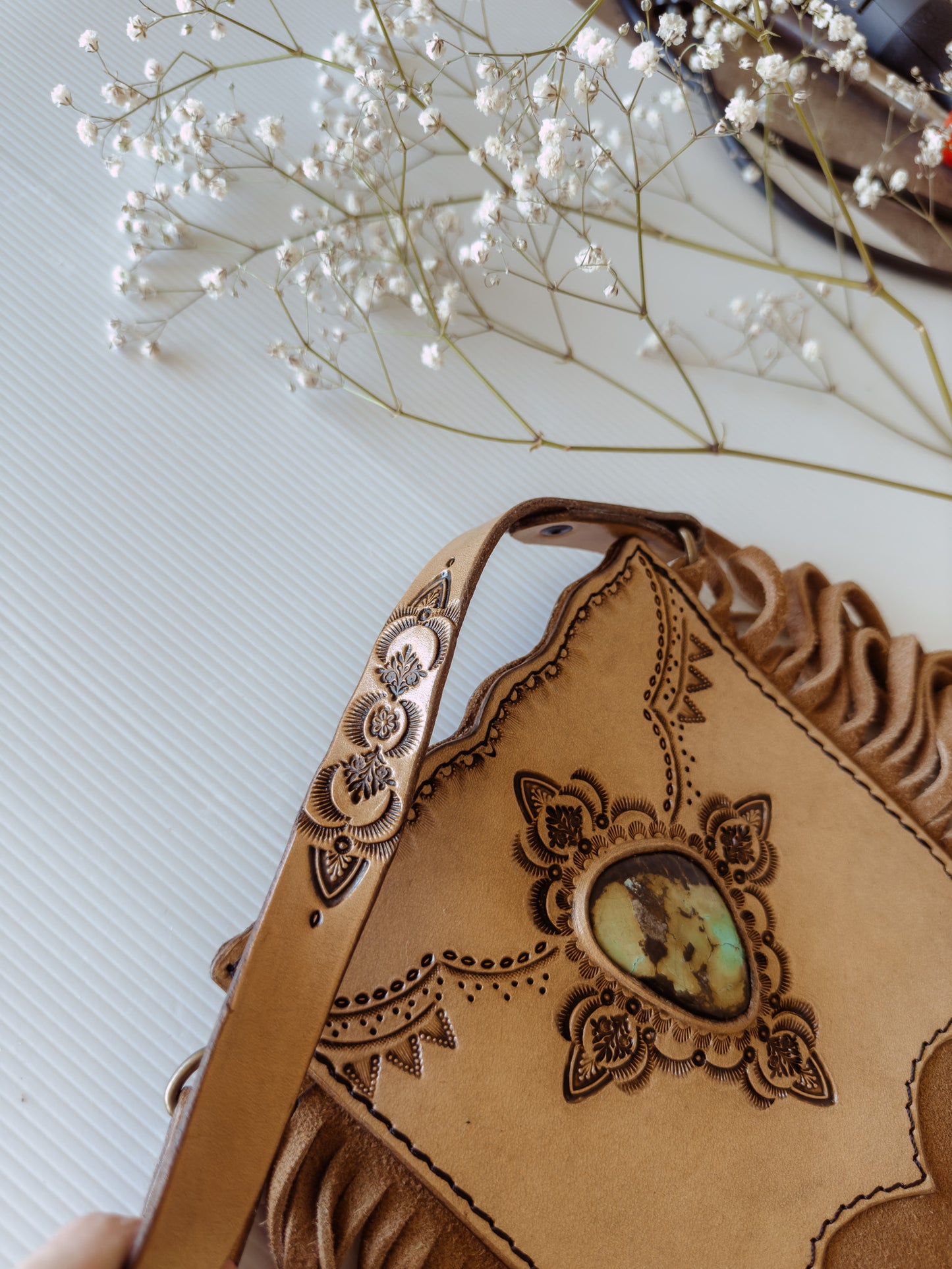 Wildwood Festival Bag : Boho Pattern & Turquoise - Light Tan