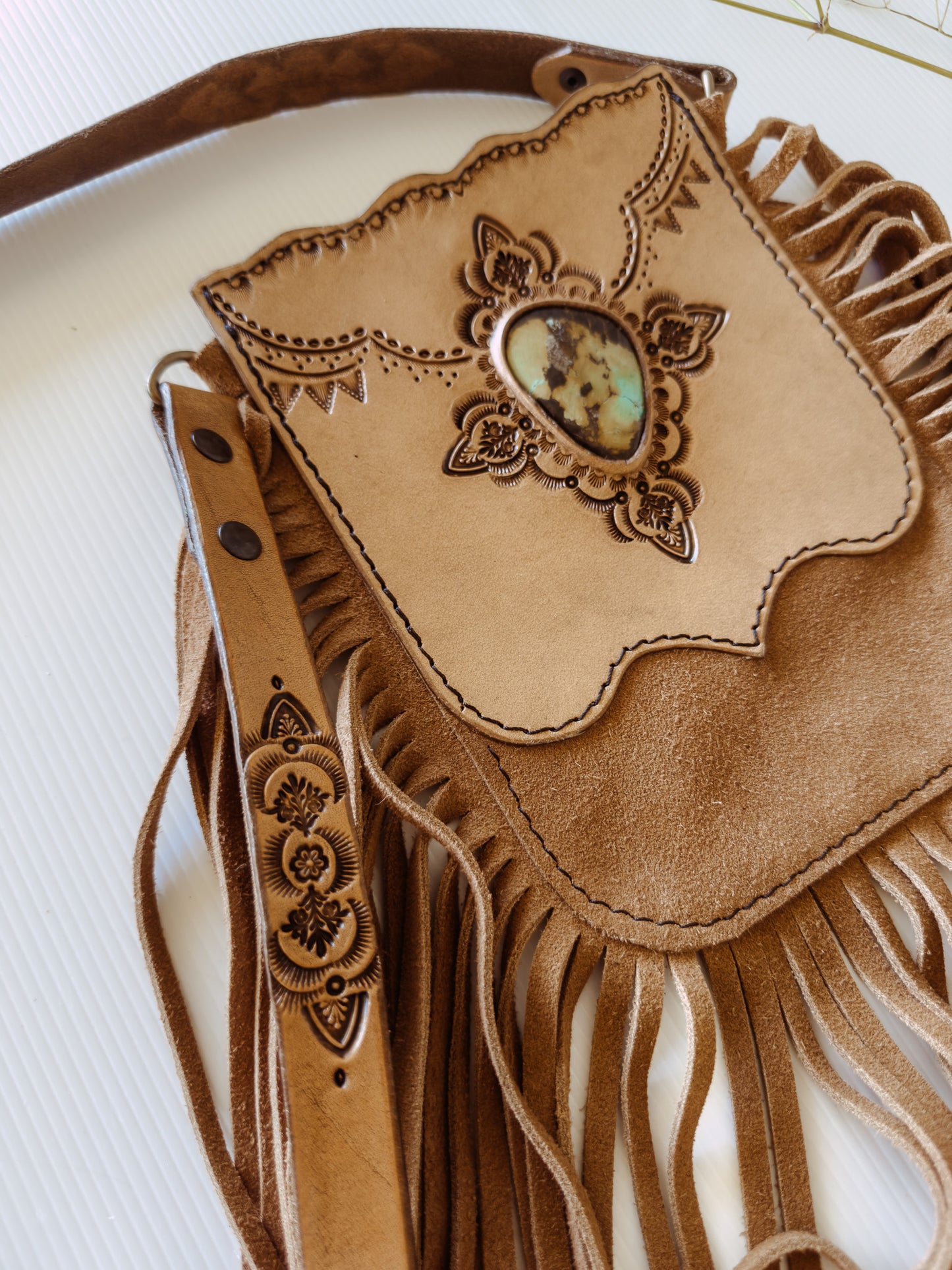 Wildwood Festival Bag : Boho Pattern & Turquoise - Light Tan