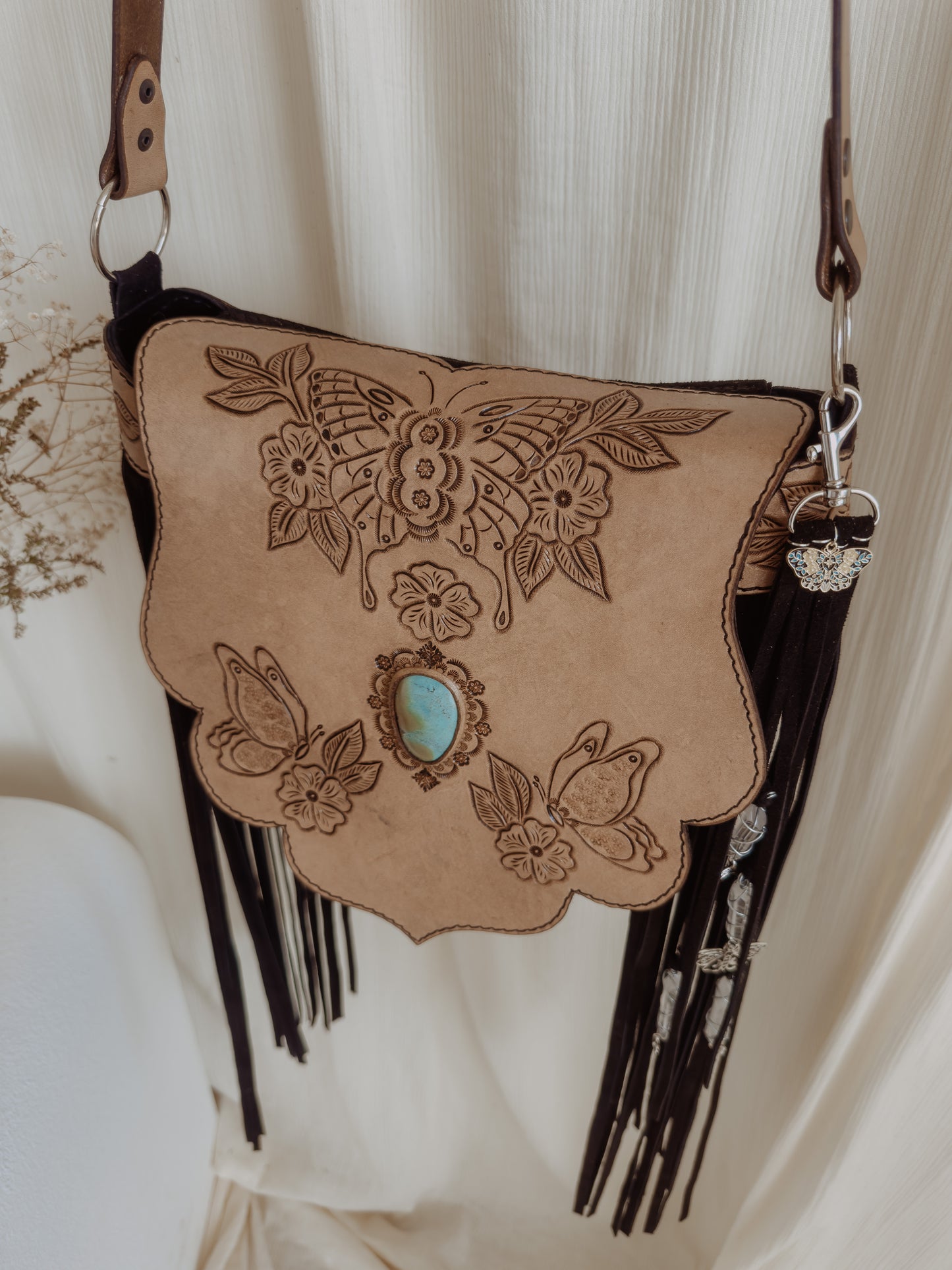 Tierra Sol Crossbody Bag: Butterflies & Turquoise