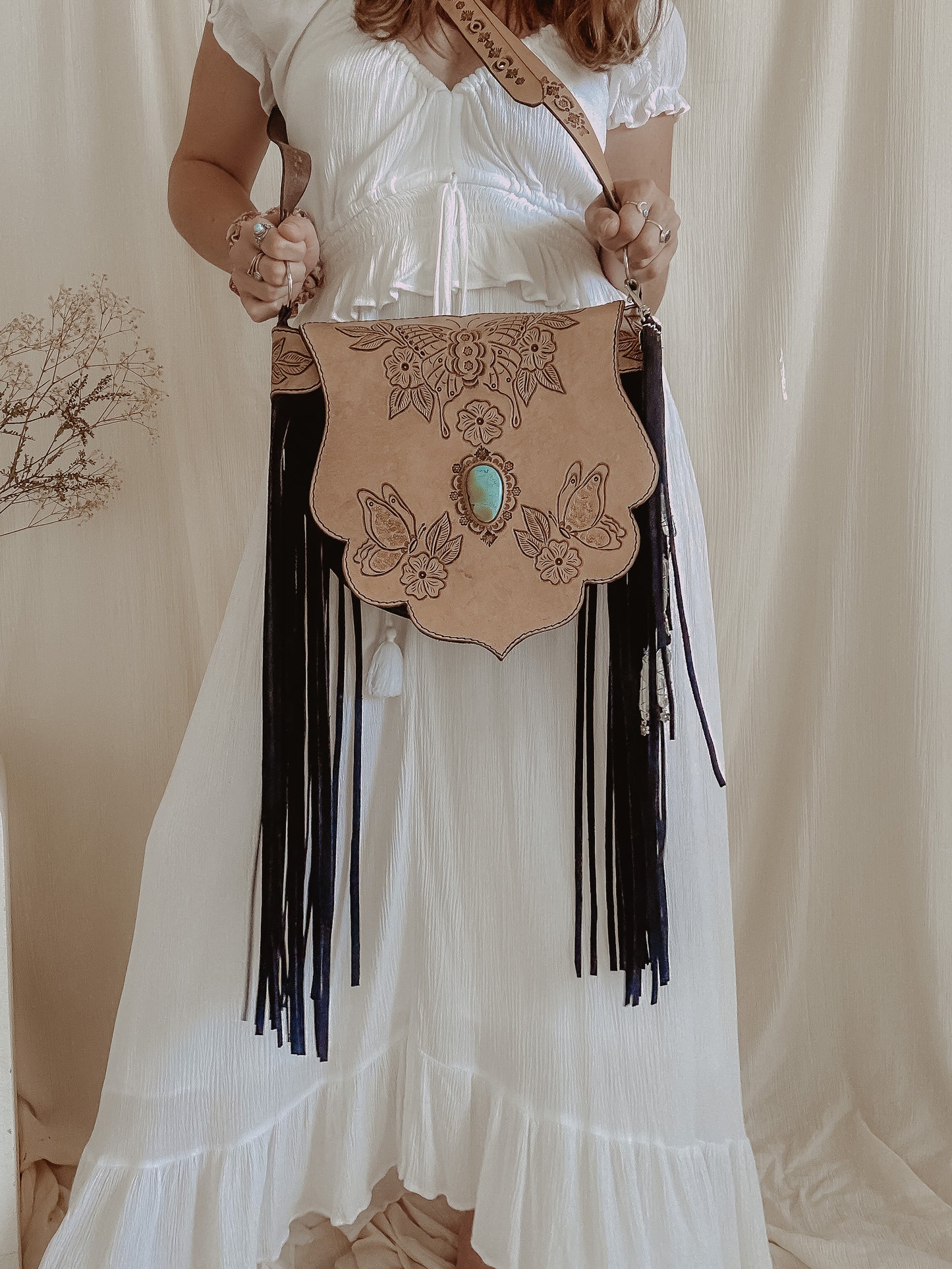 Tierra Sol Crossbody Bag: Butterflies & Turquoise