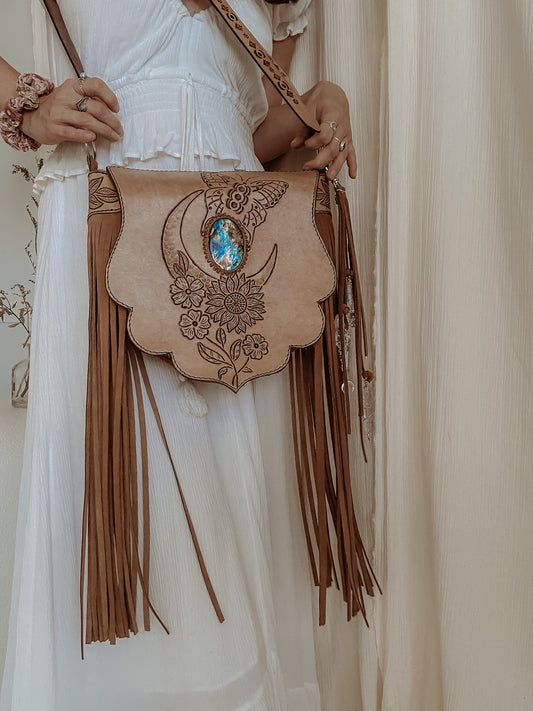 Tierra Sol Crossbody Bag: Butterflies & Labradorite