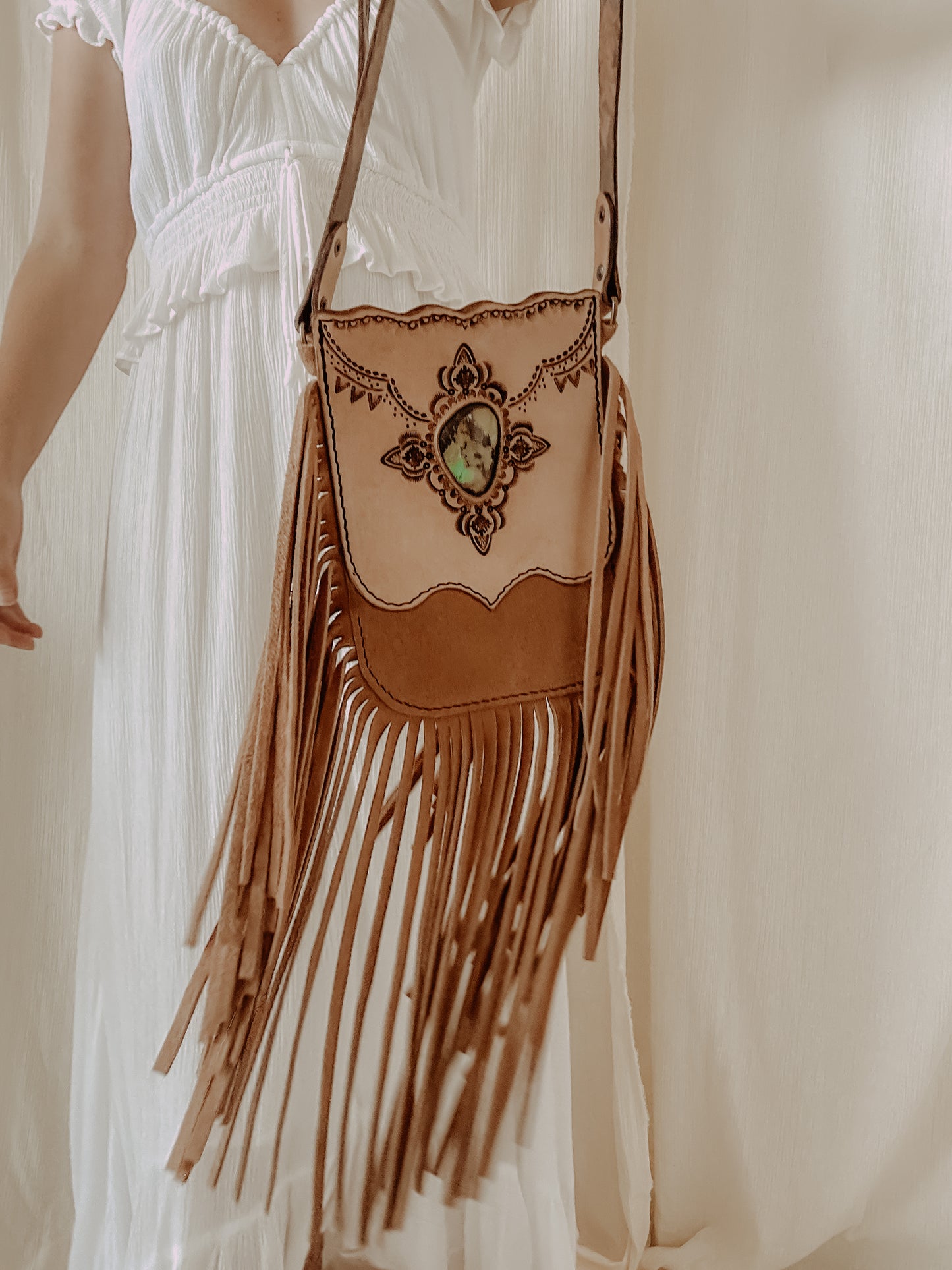 Wildwood Festival Bag : Boho Pattern & Turquoise - Light Tan