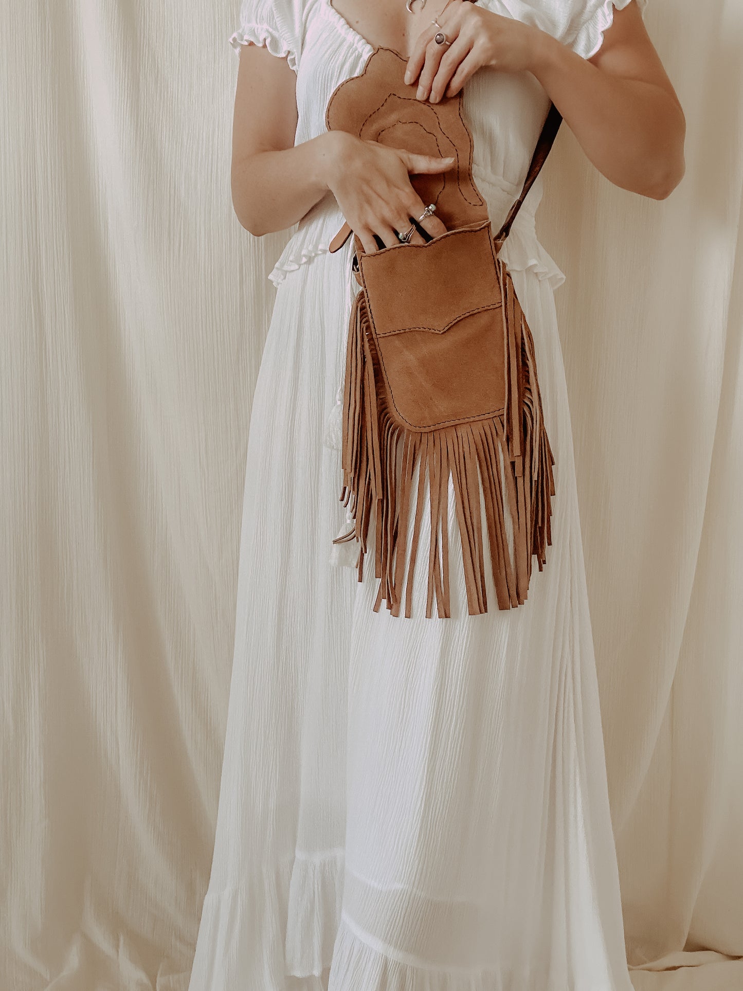 Wildwood Festival Bag : Flowers & Turquoise - Light Tan