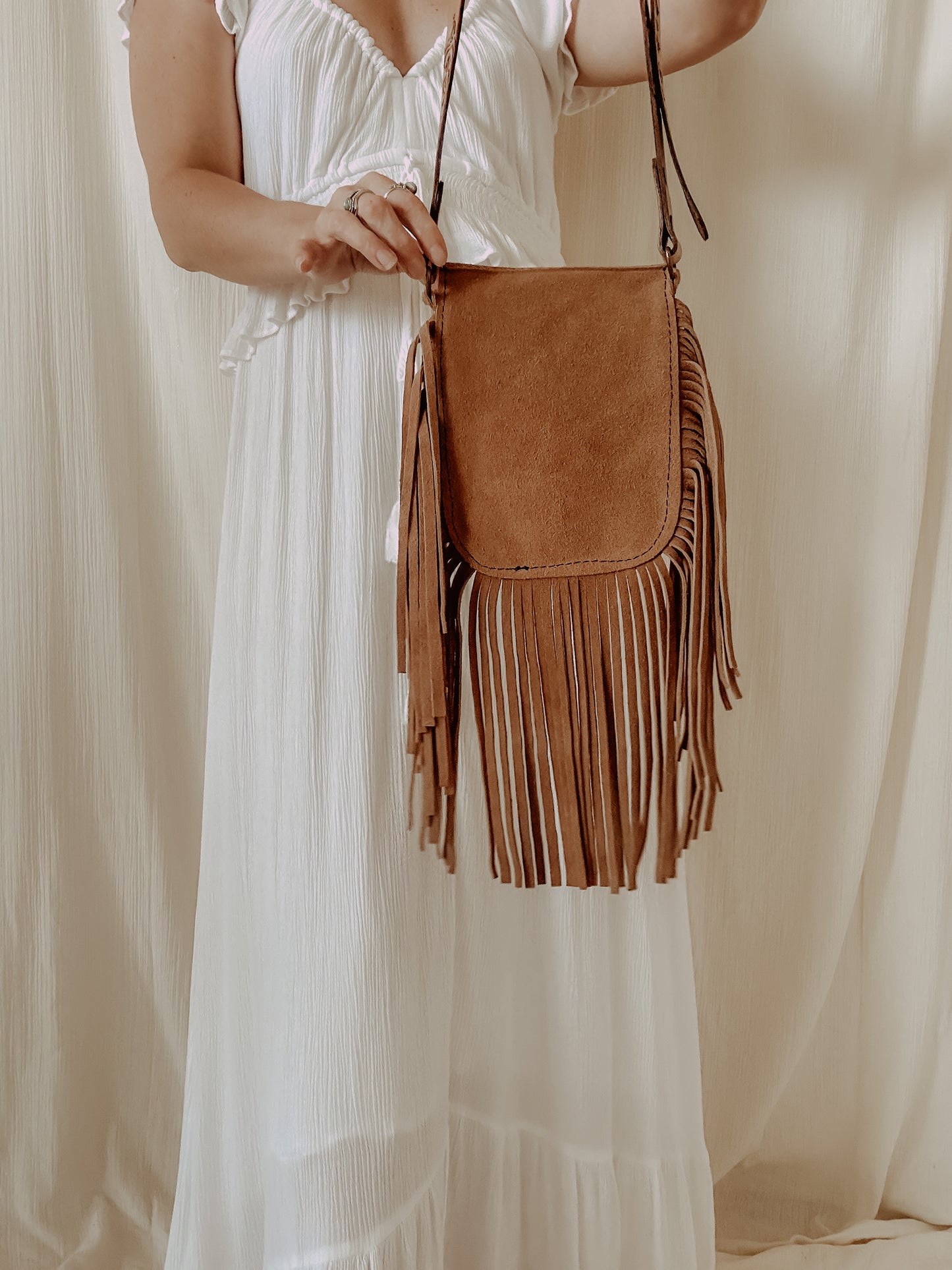 Wildwood Festival Bag : Flowers & Turquoise - Light Tan